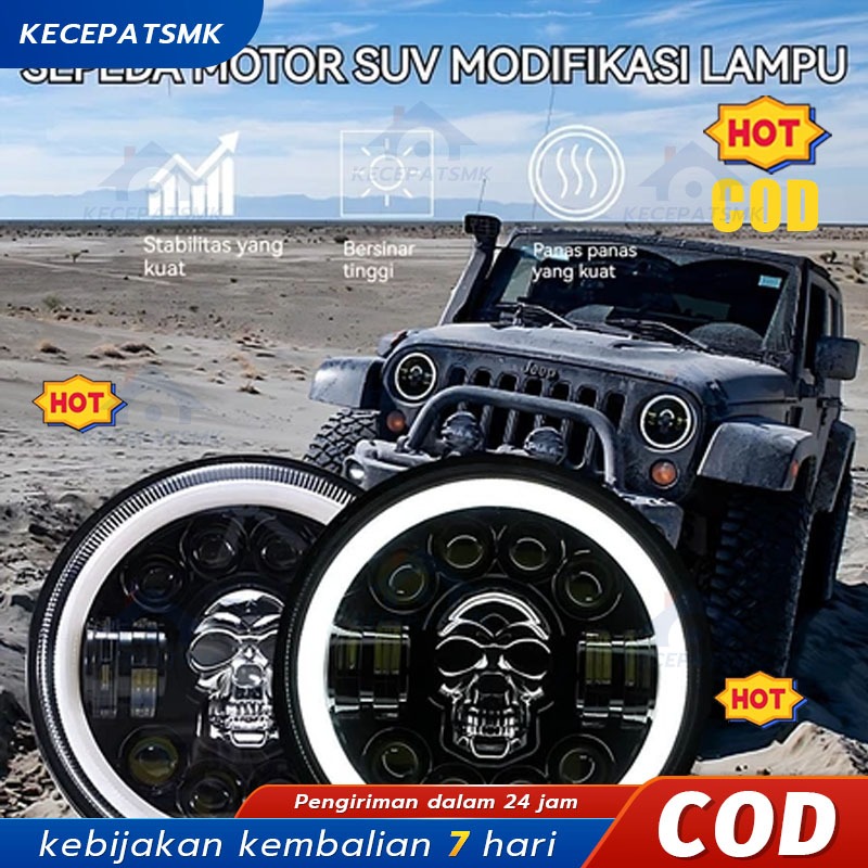 Lampu Tembak Tengkorak 7 Inch LED Bulat Lampu Tembak Tengkorak 40 Watt CR7 Lampu Tengkorak 12 Led/La