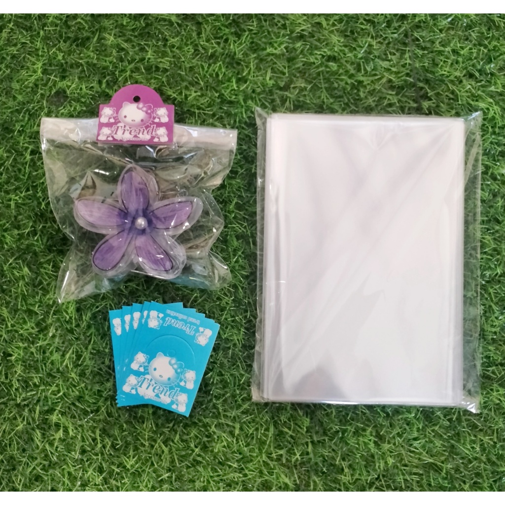 100 set Plastik dan Kertas Label Aksesoris Jepit Kamboja Kemasan Plastik Aksesoris