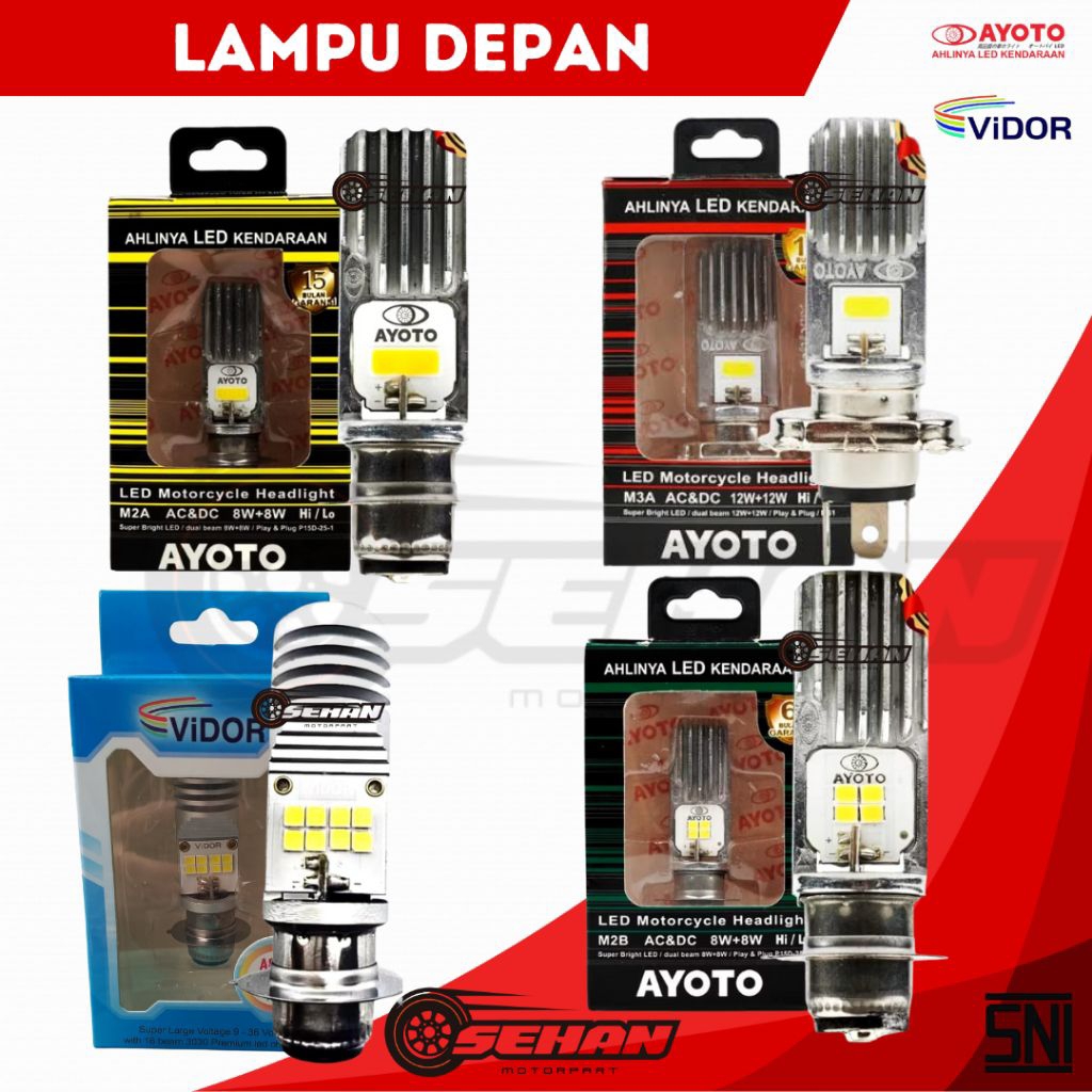 VIDOR AYOTO Lampu Depan LED Motor H4 H6 M2A M2B M3A A8