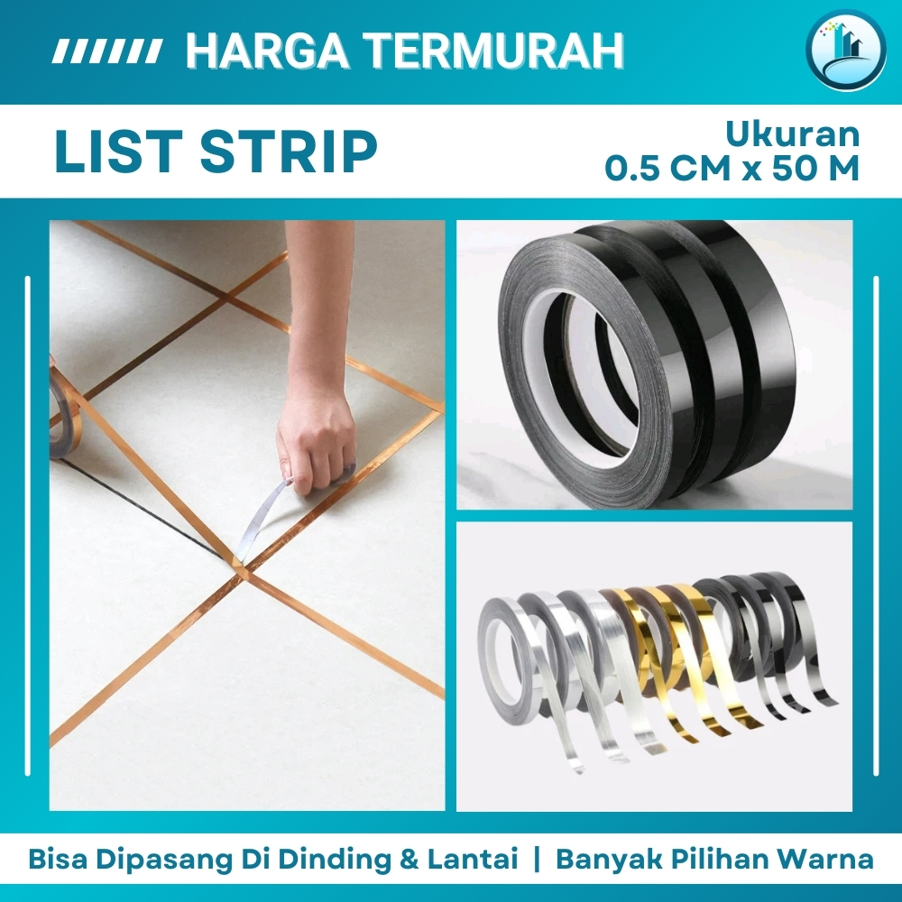 Stiker List Strip Dinding Stiker List Plat Dinding Keramik Gold Hitam Silver
