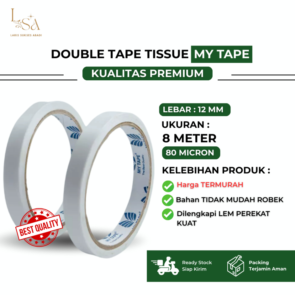

Double Tape Tissue My Tape 12MM 8 METER 80 Micron