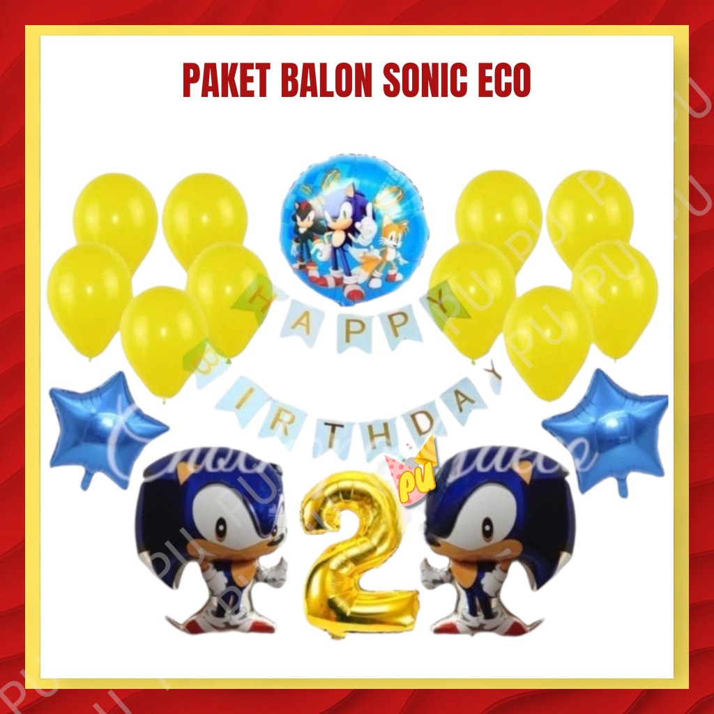 Paket  Balon SONIC THE HEDGEHOG / Dekorasi Ulang Tahun Sonic