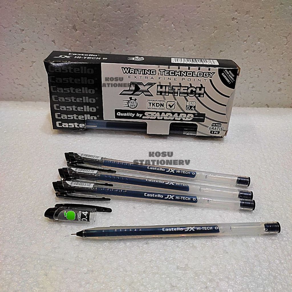 

BOLPEN GEL / BALLPOINT GEL / PULPEN GEL / POLPEN GEL STANDARDCASTELLO JX HITECH 0.4 HITAM