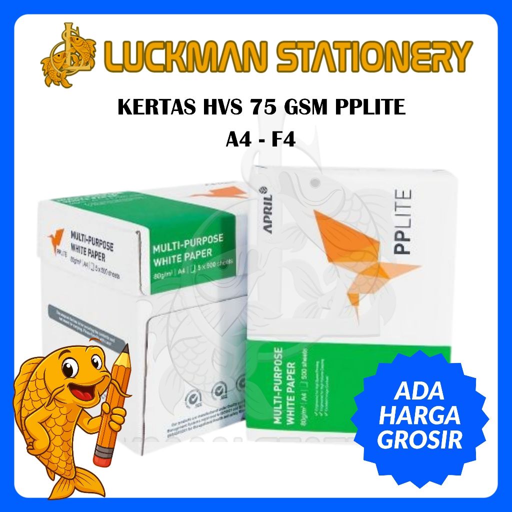 

(RIM) PPLITE KERTAS HVS A4 F4 75 GSM 75 GRAM - KERTAS PRINT FOTOCOPY