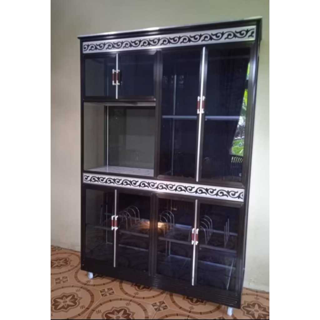Lemari piring 4 pintu terbaru bahan alumunium holo/rak piring 4 pintu/rak piring alumunium/rak pirin