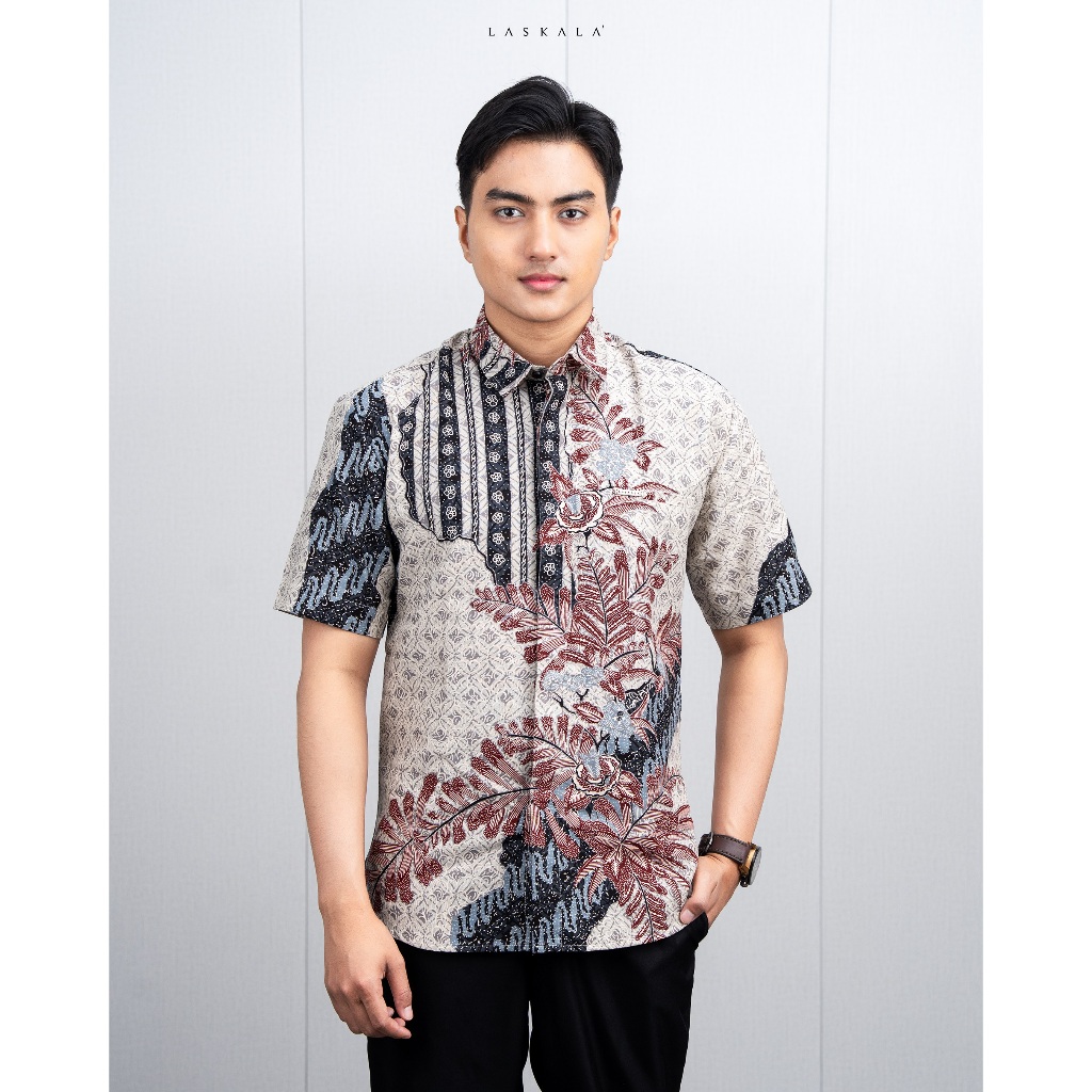 Laskala Batik Premium Daksa Kemeja Batik Pria Slimfit Lengan Pendek