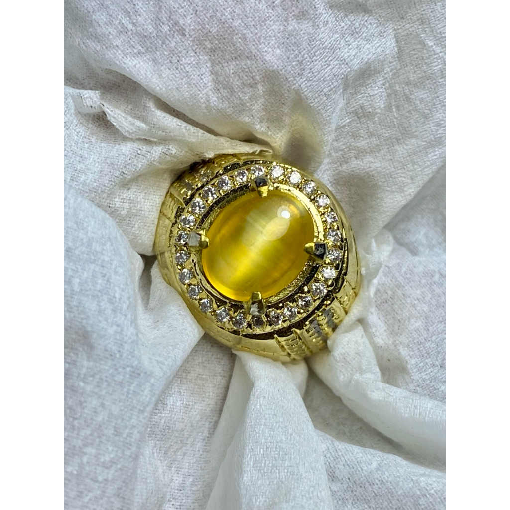 Natural Cincin pria opal Cat Eye