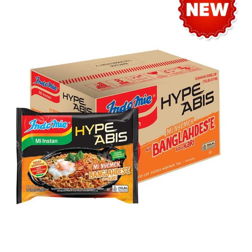 

Indomie Mi Instant Hype Abis Mi Nyemek Banglahdes'e Rasa Kari 1 Dus Isi 40 Pcs