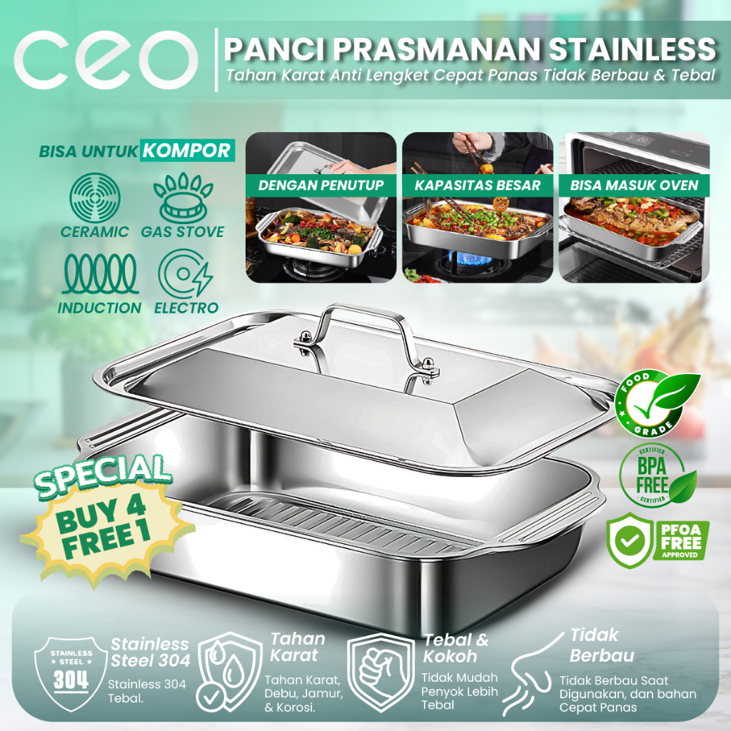 CEO Paket Hemat Panci Full Stainless Steel Food grade Wadah Makan Saji Prasmanan Panci Jumbo Acara