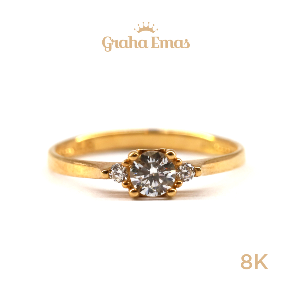 Graha Emas Cincin Emas Kuning Solitaire 8K - Yellow Gold Ring Solitaire Model 8ct [ 0147 ]