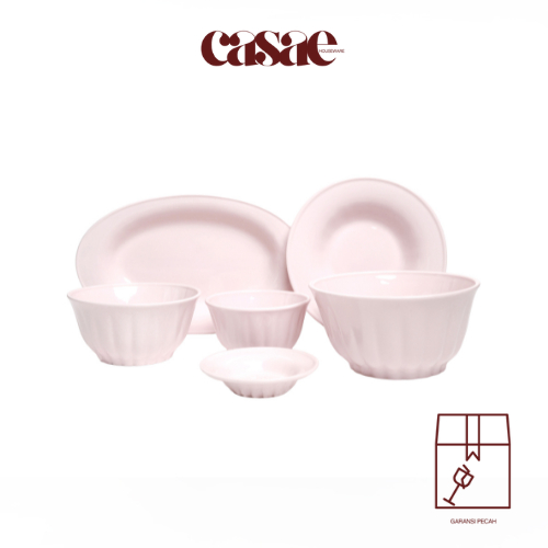 ( CASAE ) Dinner Set Piring Mangkok Plate & Bowl Keramik Pink Pastels