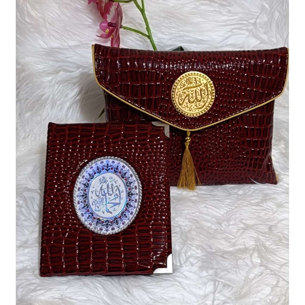 

cetak Yasin hard cover busa bahan crocodile + dompet kertas glosy