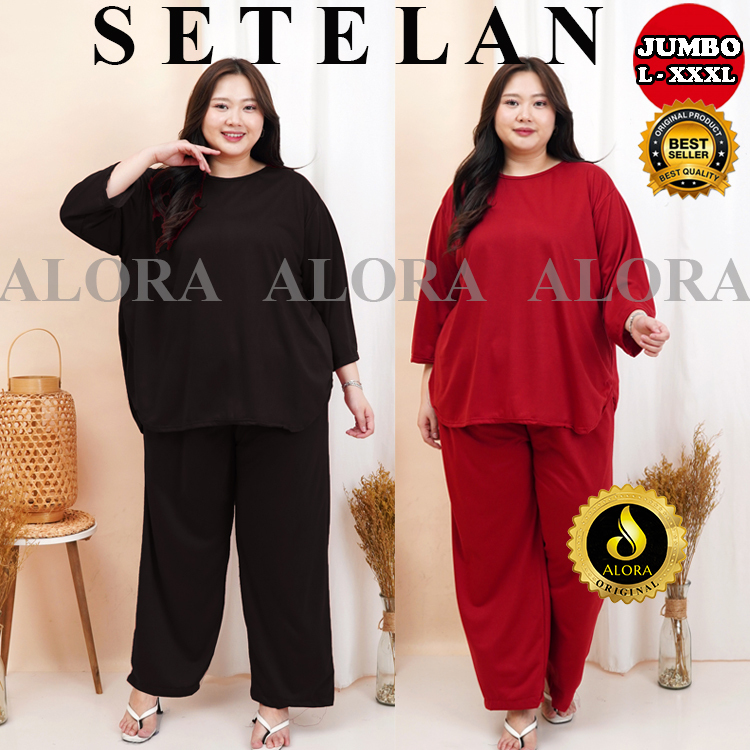 SETELAN JUMBO WANITA - SETELAN KAOS WANITA BIG SIZE LD 120 - LD130 - LD140