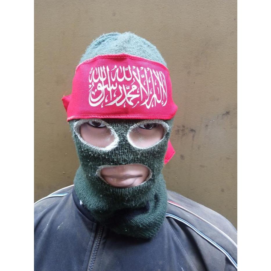 (Tauhid Red) Headband Repro Brigade Izzudin Al-Qassam Palestina & Headband Tauhid Islam