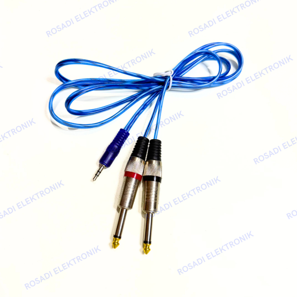 kabel splitter aux TRS 3.5mm to 2 akai mono 6.5mm murah kabel cabang jack mini stereo ke 2 jek akai 