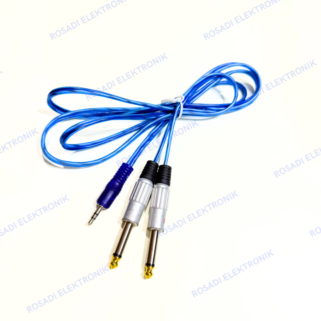 kabel splitter aux TRS 3.5mm to 2 akai mono 6.5mm murah kabel cabang jack mini stereo ke 2 jek akai 