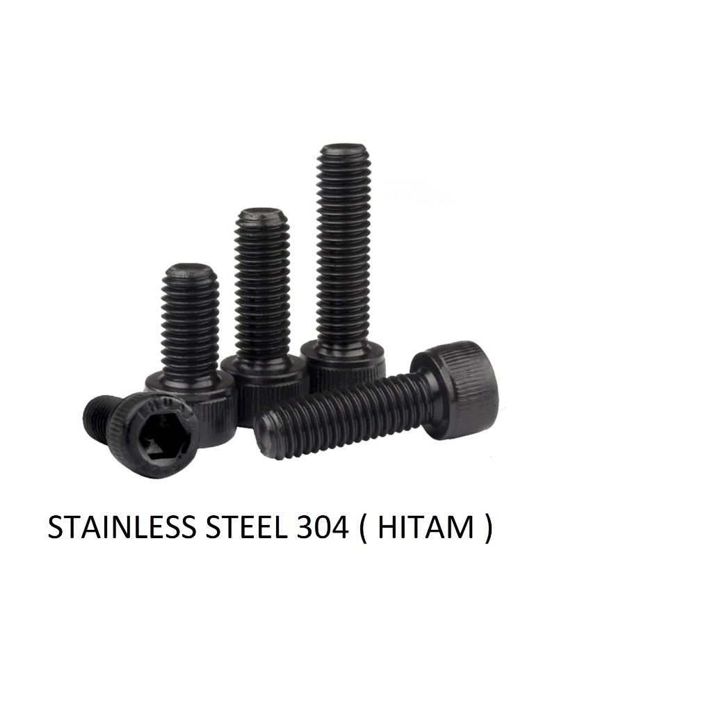 (10pcs) Baut socket M3 x 14 Hitam / baut soket M3 x 14 hitam / Baut Soket hitam 3mm x 14mm stainless
