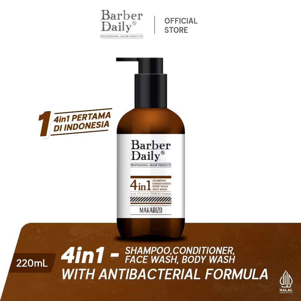 Makarizo Barber Daily Shampo, Hair Tonic, Medium Pomade