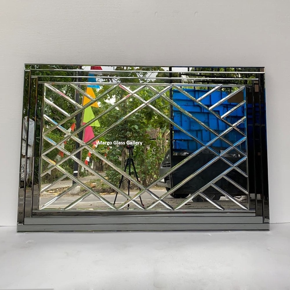 Cermin bevel dinding/cermin bevel ruang tamu/cermin dekorasi dinding aesthetic READY 100X150