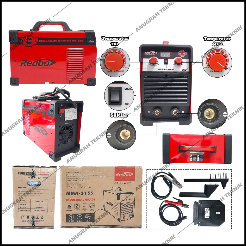 REDBO 315 S 1 PHASE Travo Trafo Las Mesin Las Redbo MMA-315S Inverter 2in1 MMA TIG