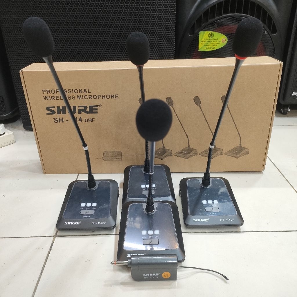 Mic Meja Conference Shure SH-114 Isi Dalam Kotak 4pcs Mic Meja
