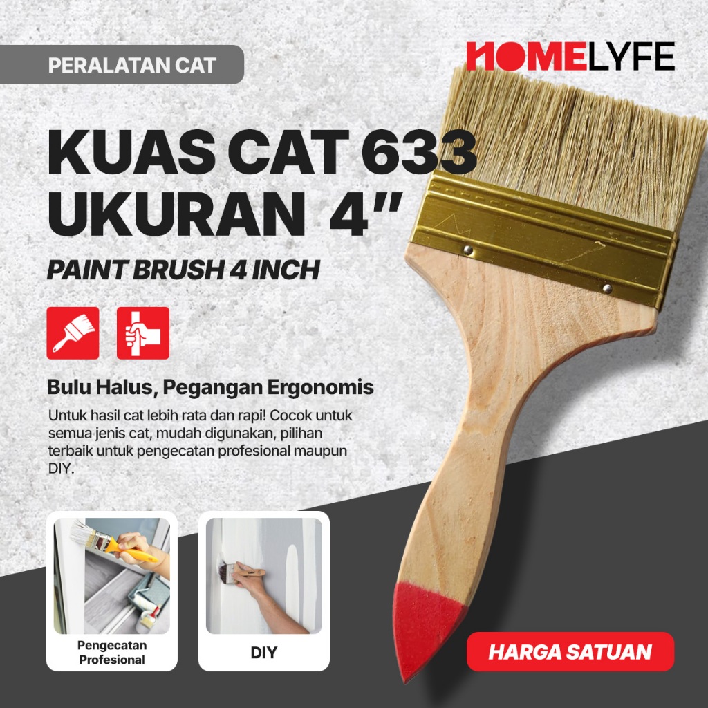 

KUAS CAT 633 Ukuran 4" Inch / 100mm Serbaguna Berkualitas | HomeLyfe