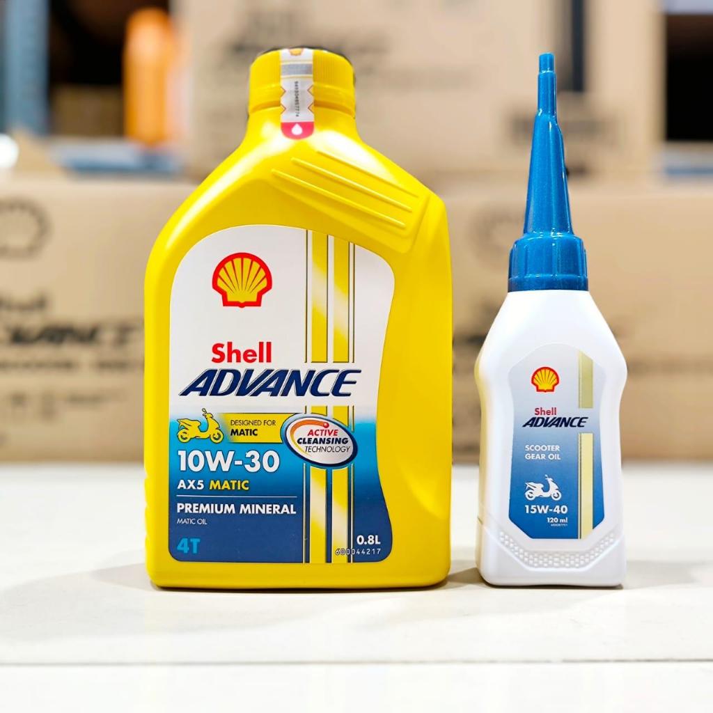 Paket Oli Shell Advance Matic AX5 10W-30 20W-40 800 mL + Oli Gear Shell advance 120 mL