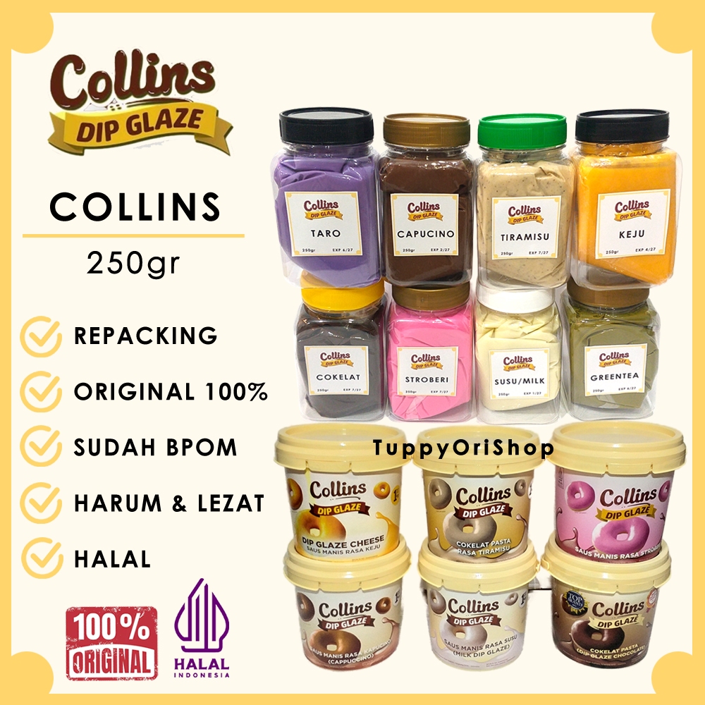

Collins Dip Glaze 250 gr Kemasan Wadah Original 100% | Selai untuk Roti, Donat dan aneka Makanan
