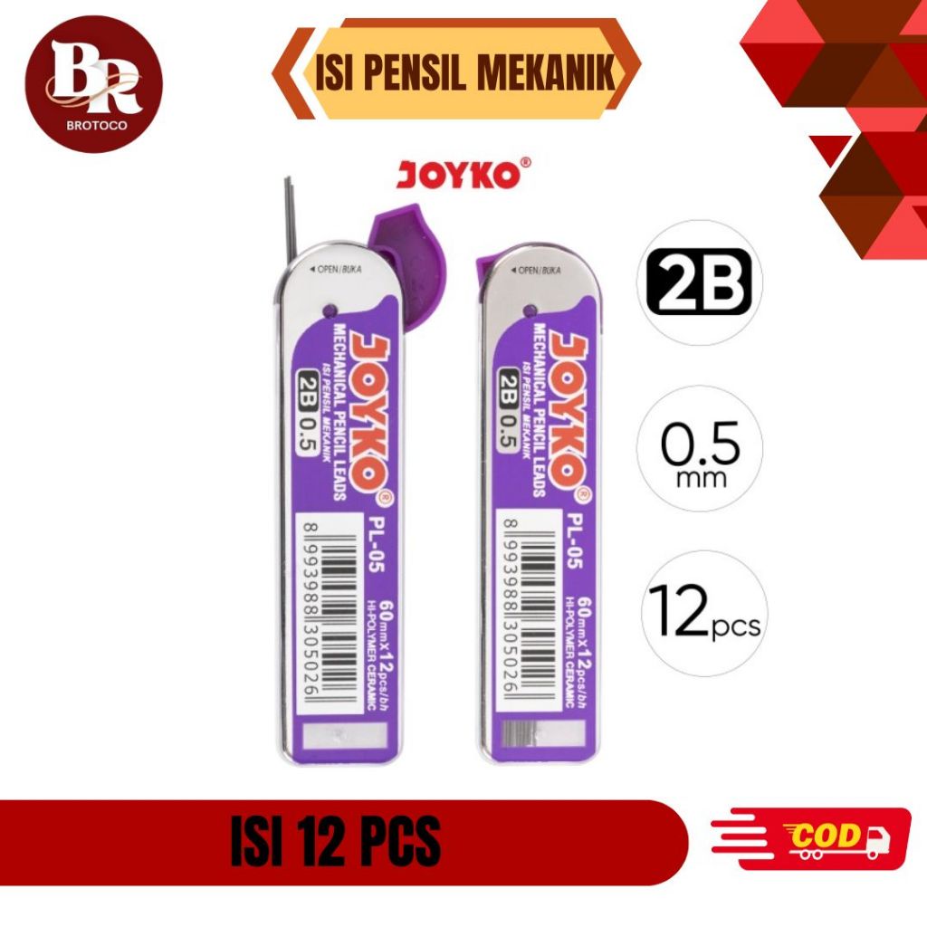 

[BROTOCO] Isi Pensil Mekanik Joyko 2B 0.5mm Isi 12 Pcs