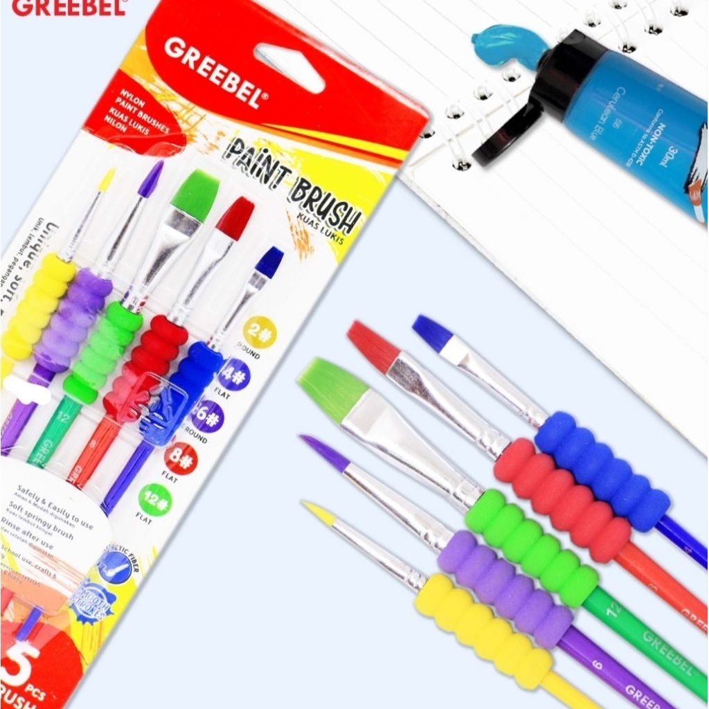 

Set Kuas Cat Greebel 5 Pcs - Kuas Lukis Warna-Warni dengan Pegangan Ergonomis