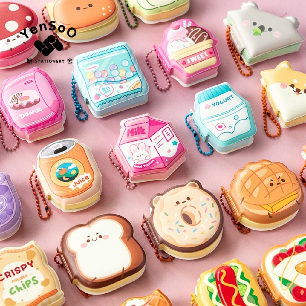 

(PA021) 4PCS - Cute mini memo key chain | Notes memo kecil gantungan kunci viral lucu notebook kecil