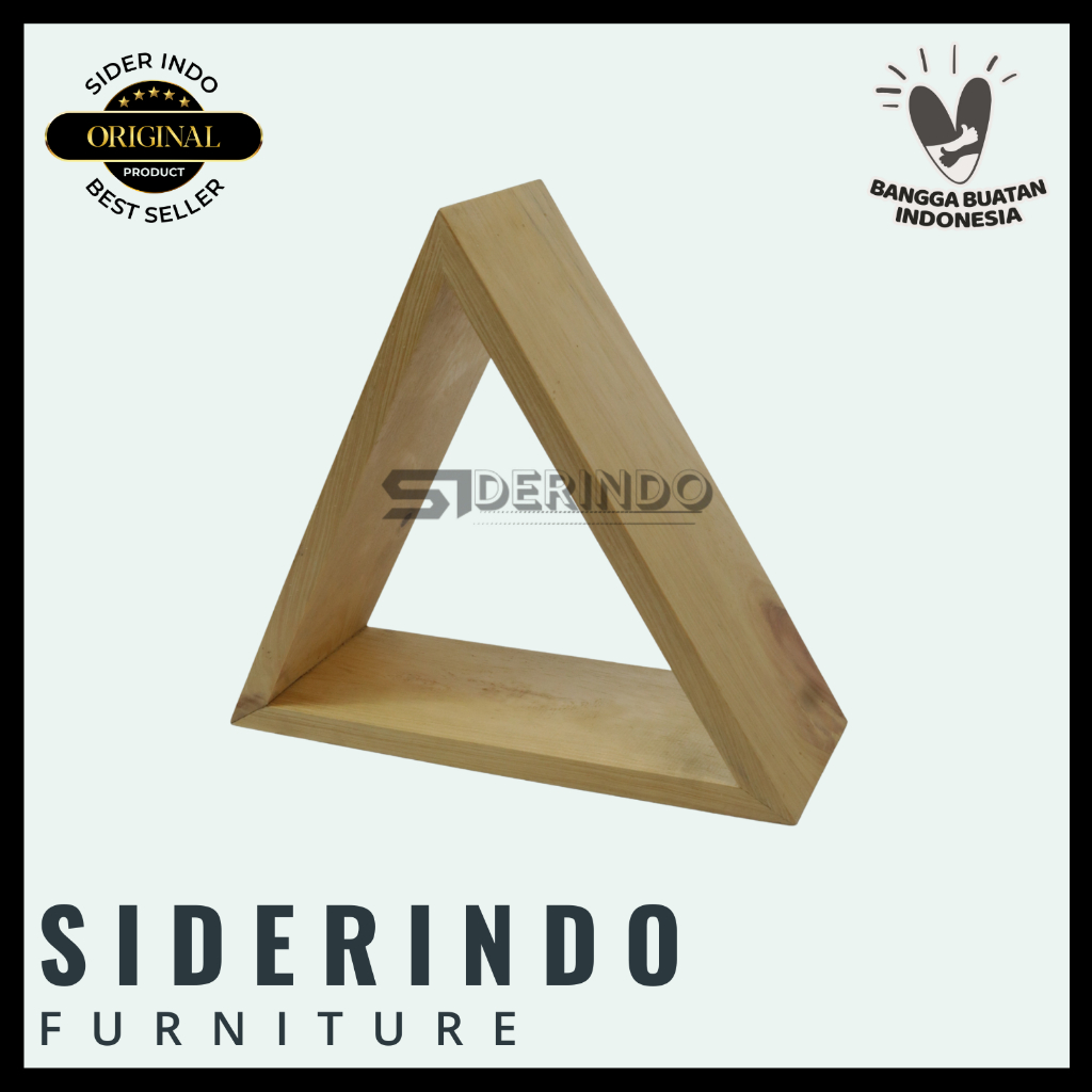 Rak Buku Kayu Pinus Segitiga Rak Pajangan Dekorasi Dinding Aesthetic
