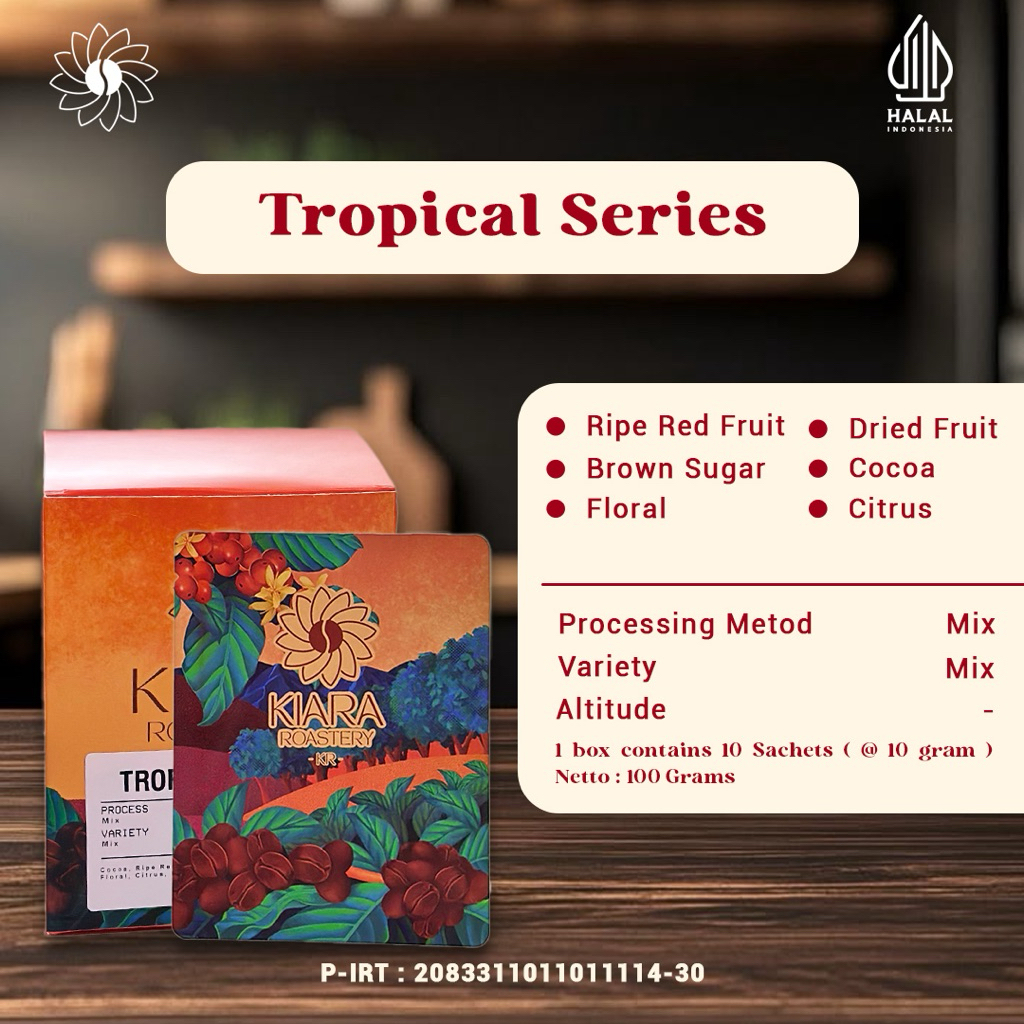 

Tropical Series Drip Bag | Kopi 100% Full Arabica | Specialty Grade Coffee | Bubuk Kopi Langsung Seduh | Kiara Roastery
