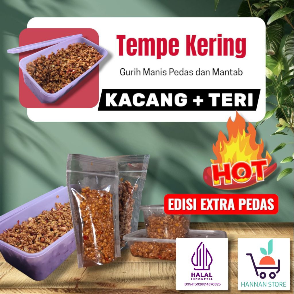 

Tempe kering extra pedas Varian Kacang dan teri