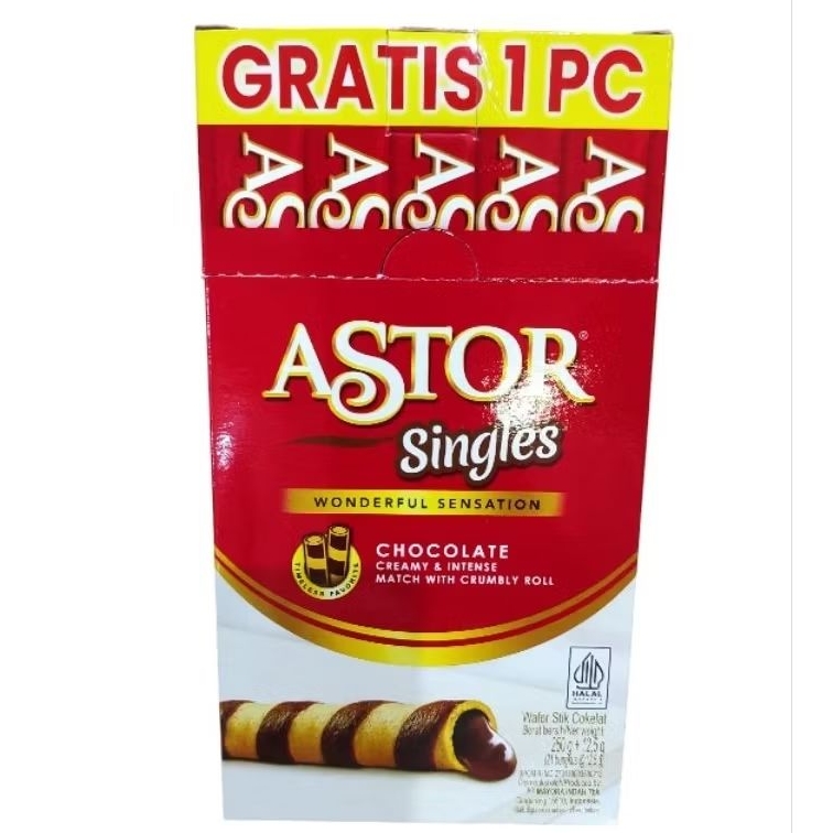 

Astor singles wafer stick cokelat 21bks @12,5gr fe