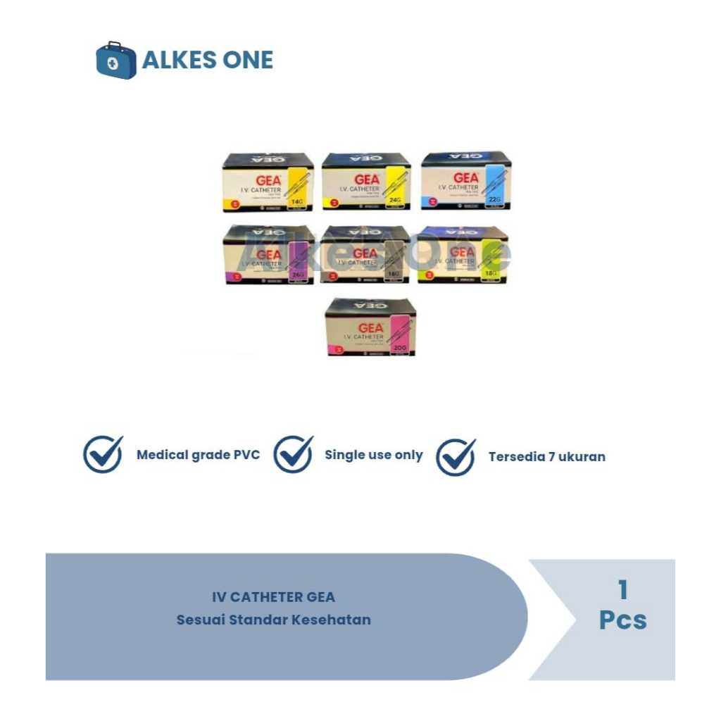 Gea IV Cateter Abocath no 14, 16, 18, 20, 22, 24, 26G - Per pcs