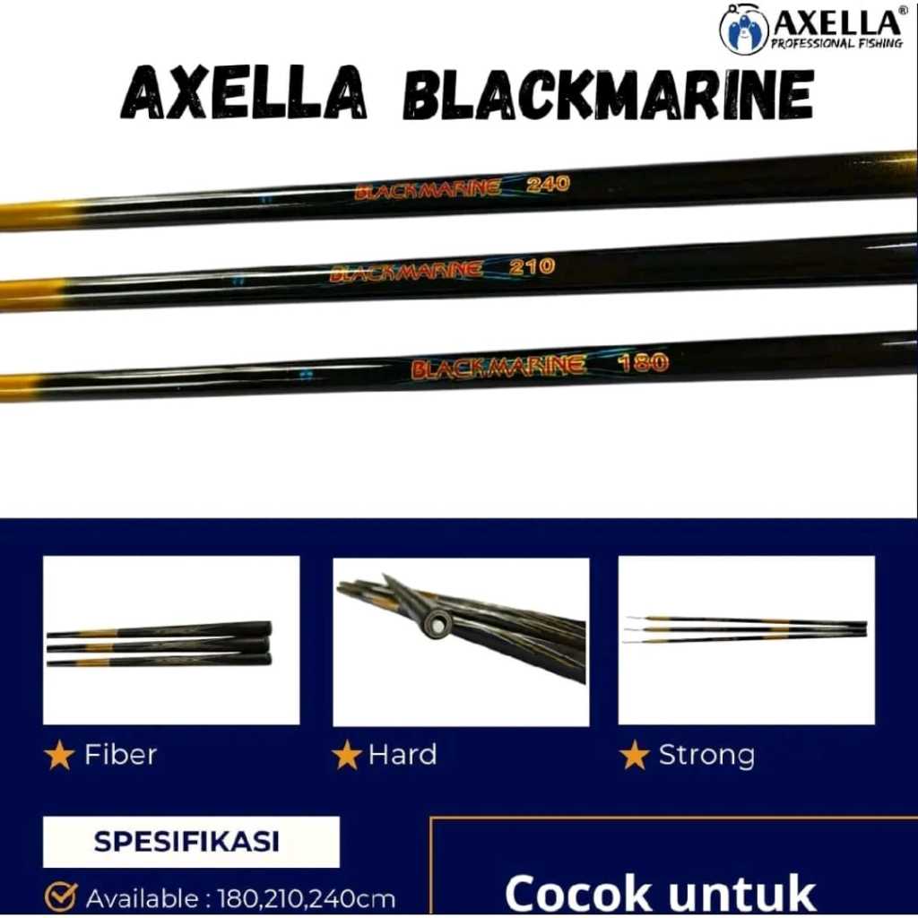 Joran tegek axella black marine super kuat kaku cocok untuk galatama dan ikan babon