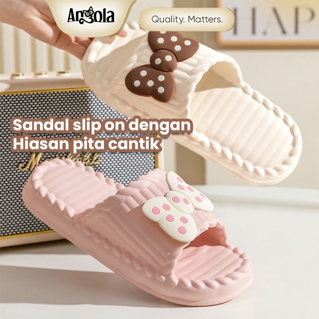 ANGOLA Sendal Rumah Slip On Wanita Anti Licin Empuk H05 Sandal Main Santai Nyaman