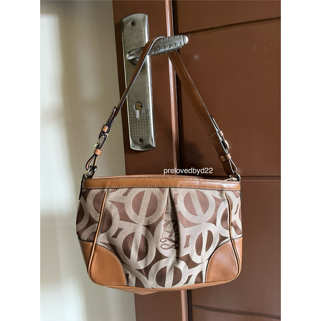 Tas Preloved Shoulder Bag Tas Ketek LQ Kulit Asli Mix Canvas