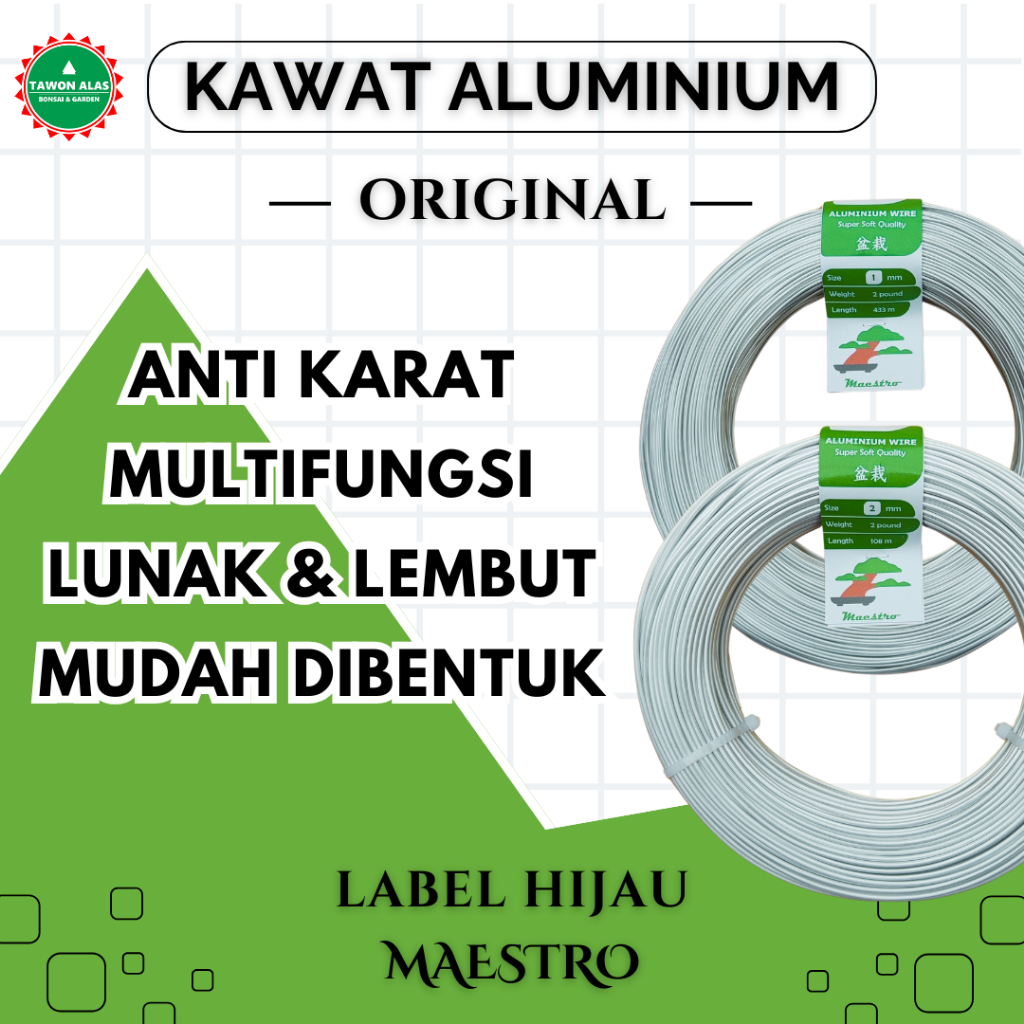 Kawat Bonsai Aluminium Anti Karat Lentur Mudah Dibentuk untuk Pembentukan Cabang dan Batang Tanaman 