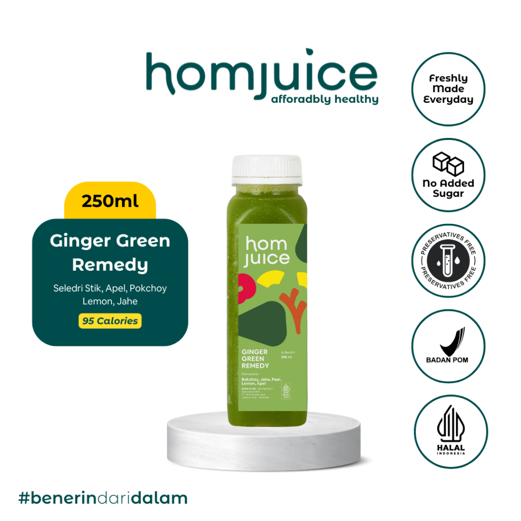

Homjuice - Ginger Green Remedy 250 ml (Cold-Pressed Juice/Jus/Detox)