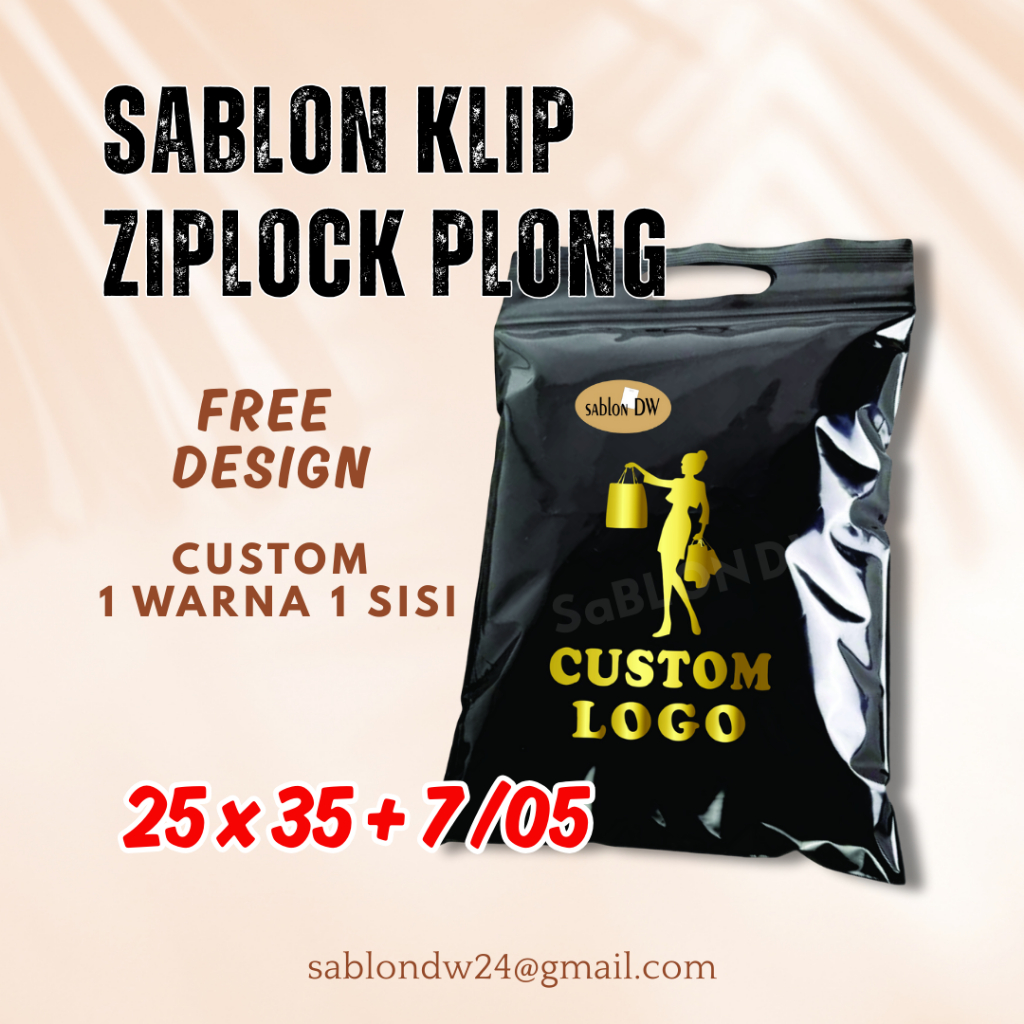 SABLON PLASTIK KLIP ZIPLOCK PLONG 25X35 CUSTOM MINIM 100 Pcs