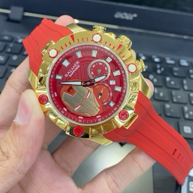 Balmer B-8822MC Jam Tangan Pria Analog Limited Edition Iron Man Free Strap + Kaos