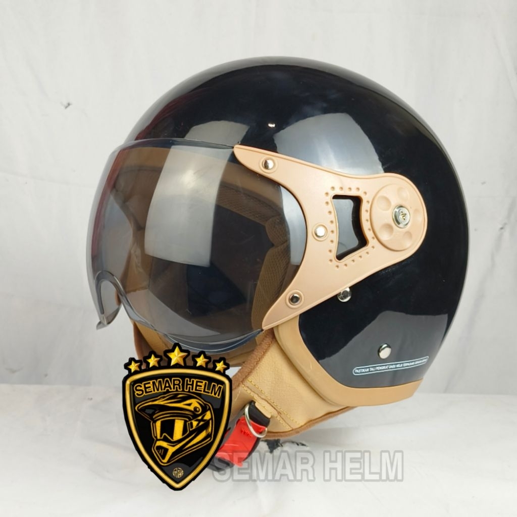Helm Wanita Dewasa Premium + Kaca Pilot HITAM SNI Helm Pria Dewasa Remaja Terlaris