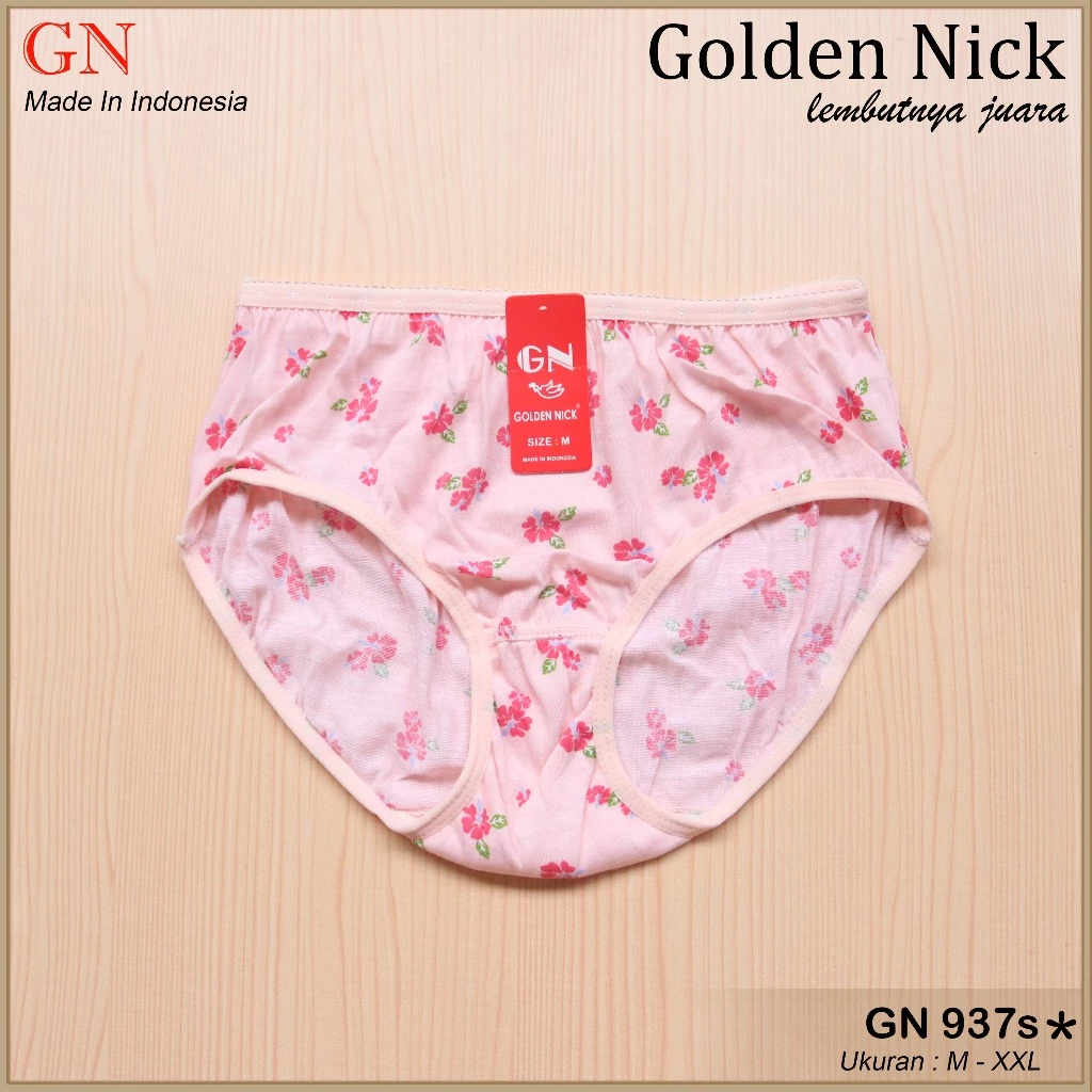 CD Golden Nick 937 Sablon | Golden Nick Celana Dalam 937s Motif Bunga Sablon CD Wanita Katun Rayon P