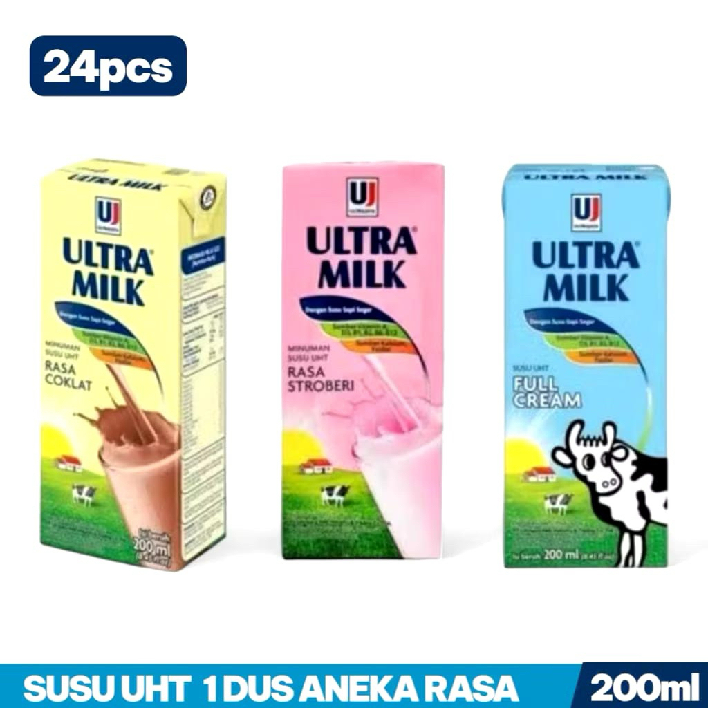 

Susu Ultra Milk Susu UHT 200ml 1 karton isi 24 pcs