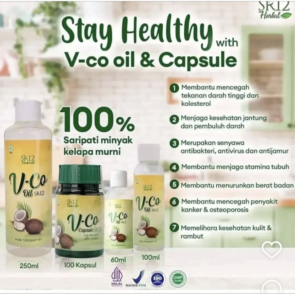 

VCO OIL SR12 - Virgin Coconut Oil (Minyak Kelapa Murni 100%)