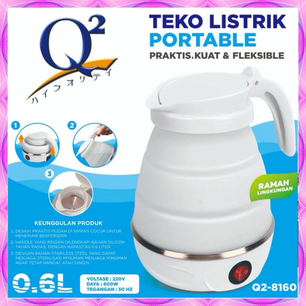 Teko Lipat Electric Kettle Portable Silikon Teko Listrik Teko Lipat Air Panas Elektrik Bahan Silikon