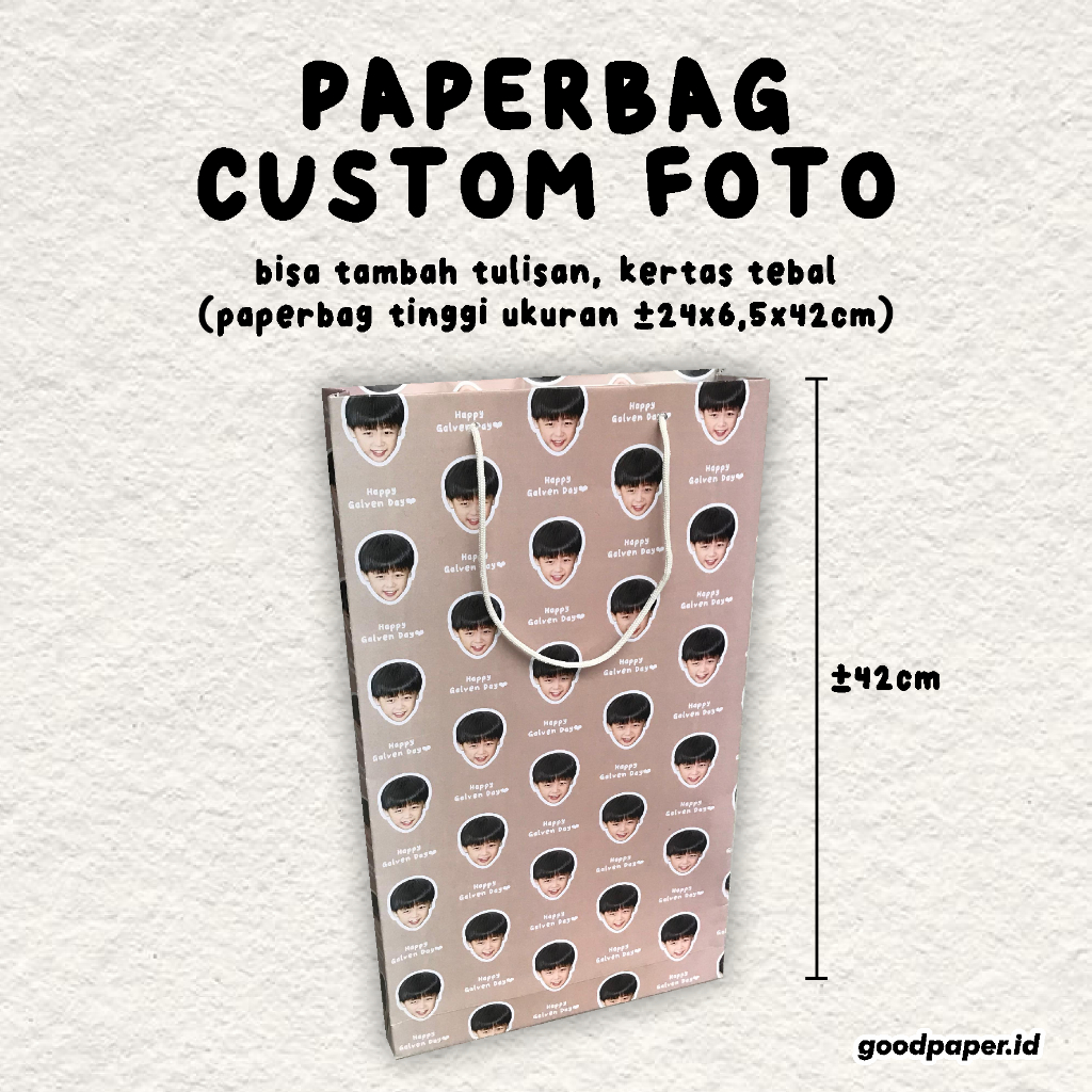 

PAPERBAG TINGGI CUSTOM FOTO | tas kado pakai foto wajah sendiri teman pasangan idol kpop tambah tulisan free edit
