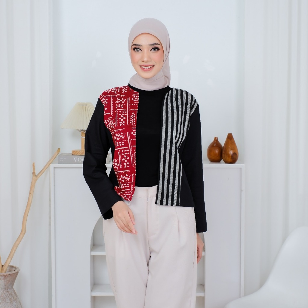 Nariraa B01, Blazer Outer Etnik Batik Tenun Kantor Wanita